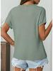 European & American Women's Waffle Knit V-Neck Short Sleeve Shirt