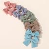 10Pcs/set Soft Cotton Bow Hairpin for Baby Girl Sweet Hairpin Color Block Delicate Hairgripe Barrettes Kawaii Child Accessories