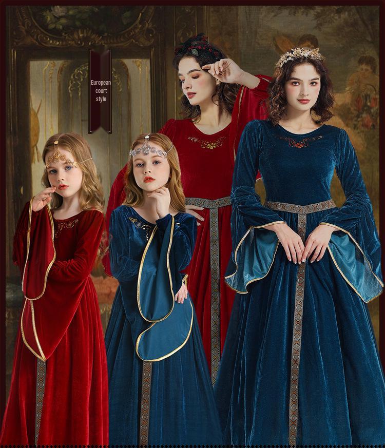 Kinder Retro Halloween Mittelalterliches Palastball Kostüm mit Trompetenärmeln