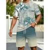 Fashion Men's Casual Suit 3D Casual Color Printing Summer T-shirt Shorts Simple