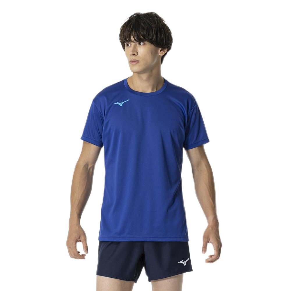 

Mizuno Basic Practice T-Shirt, Short Sleeve, Moisture-Wicking, Quick-Drying, Unisex, V2MAB230, Surf Blue/Jet Blue