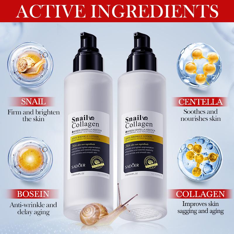 Snail Lotion 115ml SADOER Collagen Anti-Wrinkle Moisturizing Water Milk