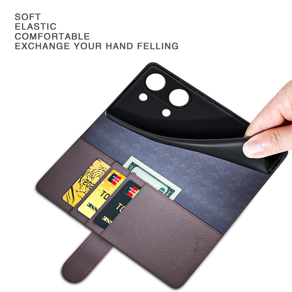 For OnePlus Ace 2V/Nord 3 5G Case Genuine Split Leather Phone Cover with Wallet Stand