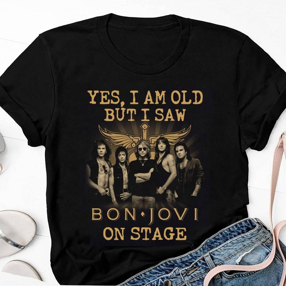 Я видел Bon Jovi на сцене, Подарок фанату Bon Jovi, Винтажная футболка группы Bon Jovi, Унисекс футболка XXL