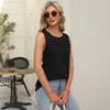Spring and Summer Solid Color U-neck Pleated Vest T-shirt for Women