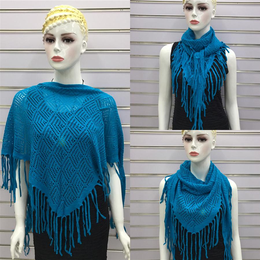 Autumn New Solid Color Triangle Fringe Wool Scarf Knitted Shawl Triangular Scarf Wrap