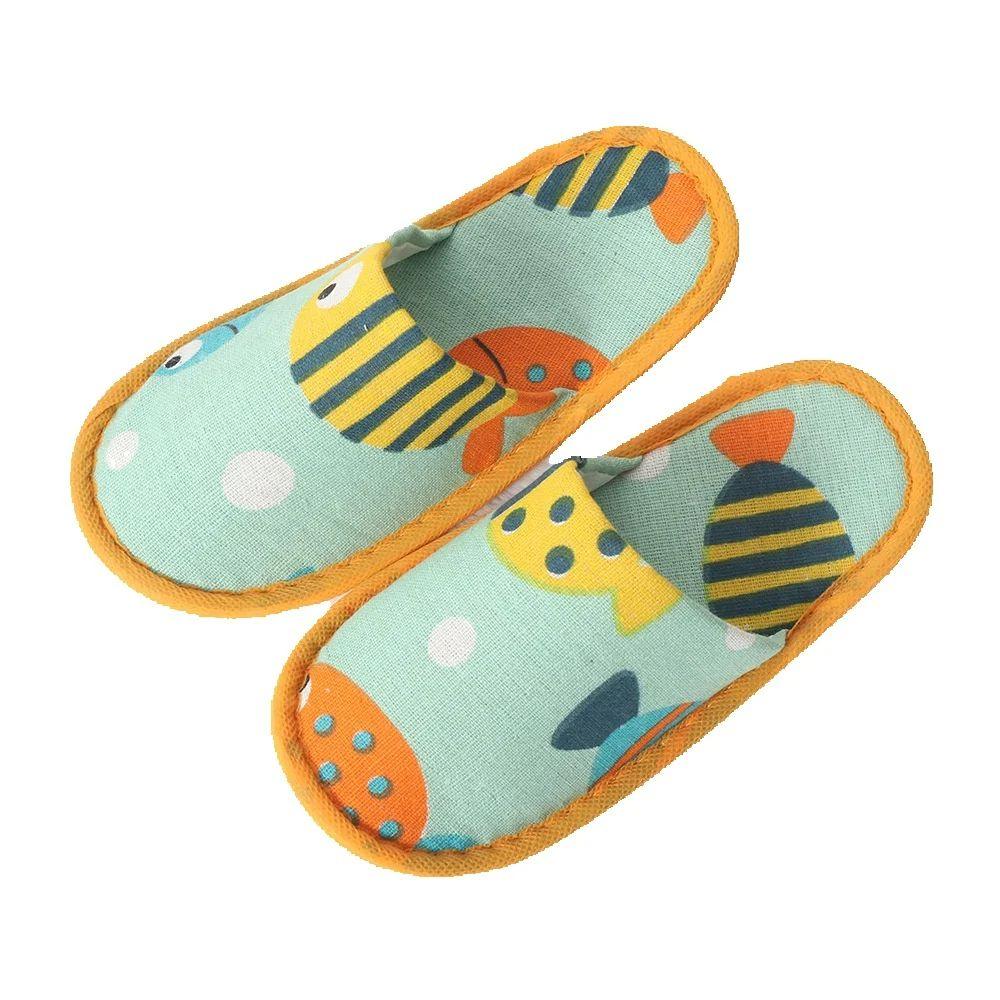 Tecknade Engångstofflor för Barn Unisex Bekväma Halkfria Hotelltofflor Platta Reseskor Barn Engångsartiklar
