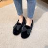 Mode 2025 Große Größe 35-43 Damen Nerzhaar Schuhe Fell Ballerinas Winter Schnürung Schleife Loafers Femme Plüsch Baumwolle Mokassins Flauschige Stiefel