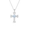 Gothic Cross Necklace European Style S925 Silver Inlaid Peridot Full Diamond Clavicle Chain