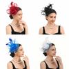 Vintage síťovaná pokrývka hlavy Pírková svatební pokrývka hlavy Elegantní fascinátor Klobouk pro dostihové události