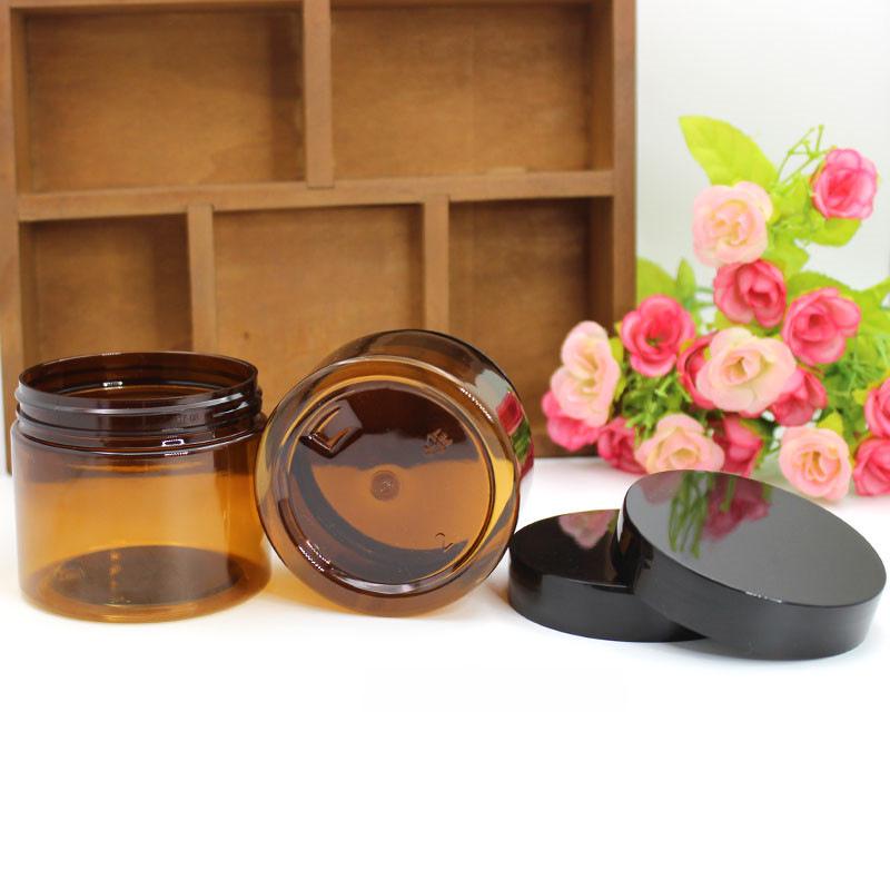 PET Plastic Wide Mouth Cream Bottle with Black Lid (80g-250g)