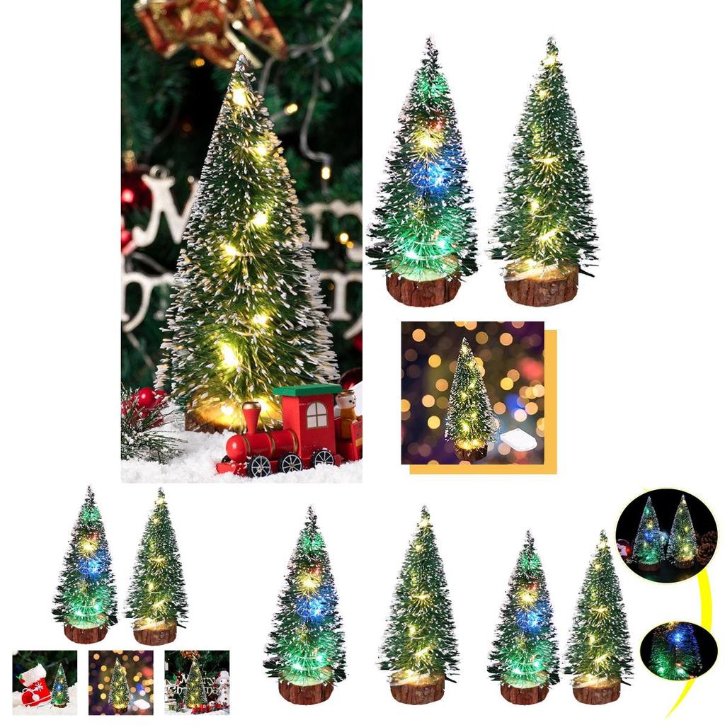 Mini Pom de Crăciun din Cedru cu Lumini LED Strălucitoare Mic Pin de Masă Xmas Decor Acasă