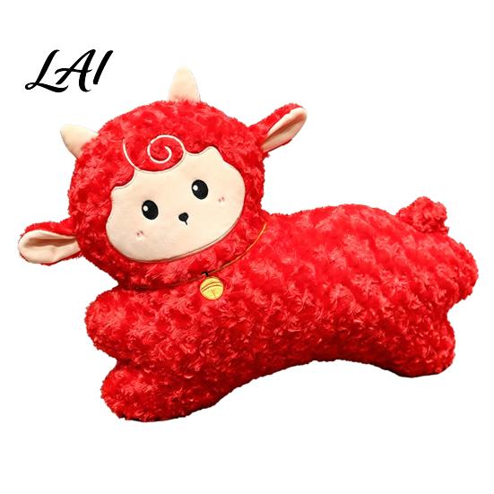 Fluffy Decorative Pillow Chinese Zodiac Running Sheep Plush Pillow 24 Inch Lunar New Year Throw for Sofa Decor Sofa Soft Cushion Lucky Gift