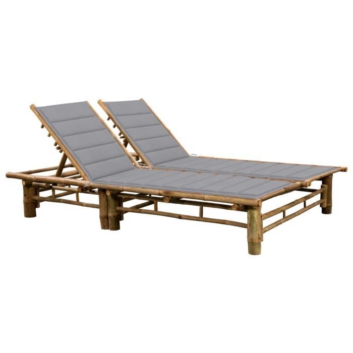 VidaXL Chaise longue pour 2 personnes avec coussins Bambou