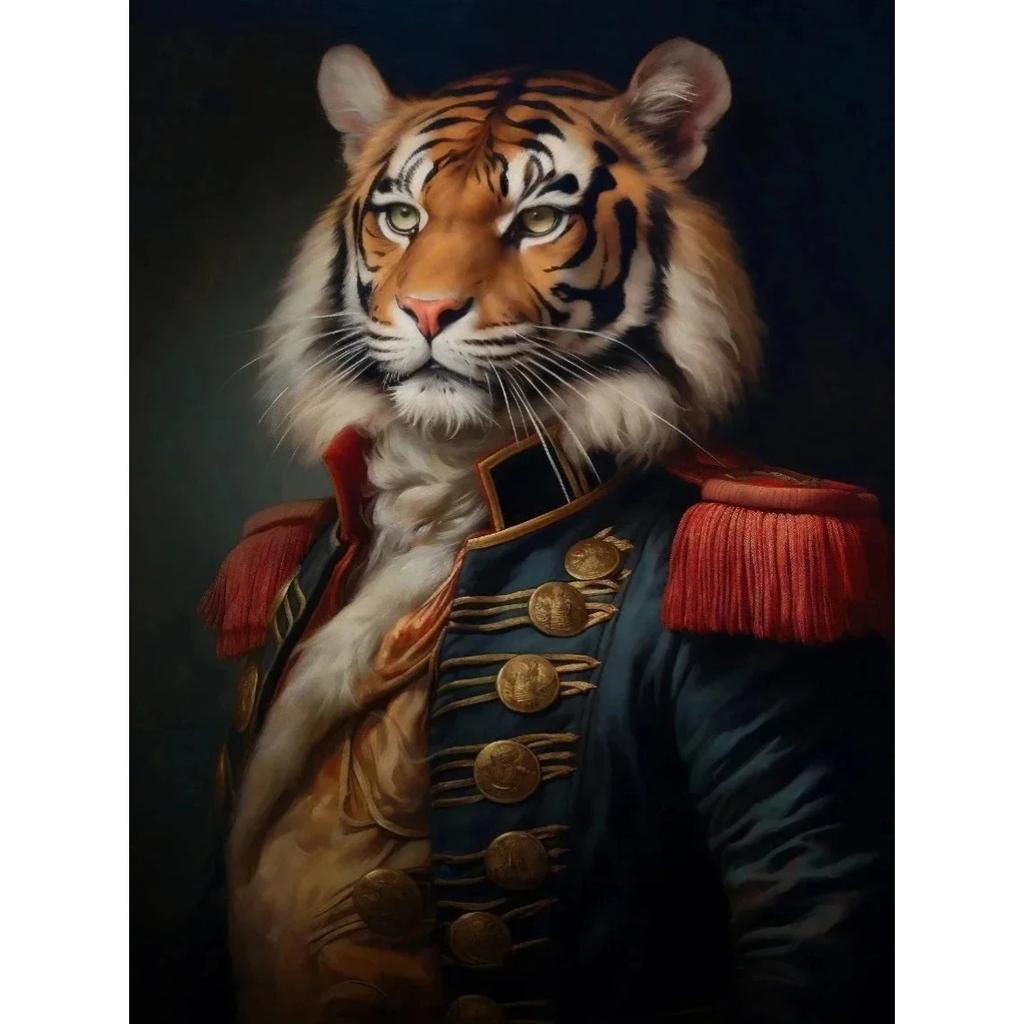 Vintage Palace Aristocrat Gorgeous Costume Animal Tiger Lion Deer Art Poster Canvas Paintings Wall Art Pictures Home Room Decor