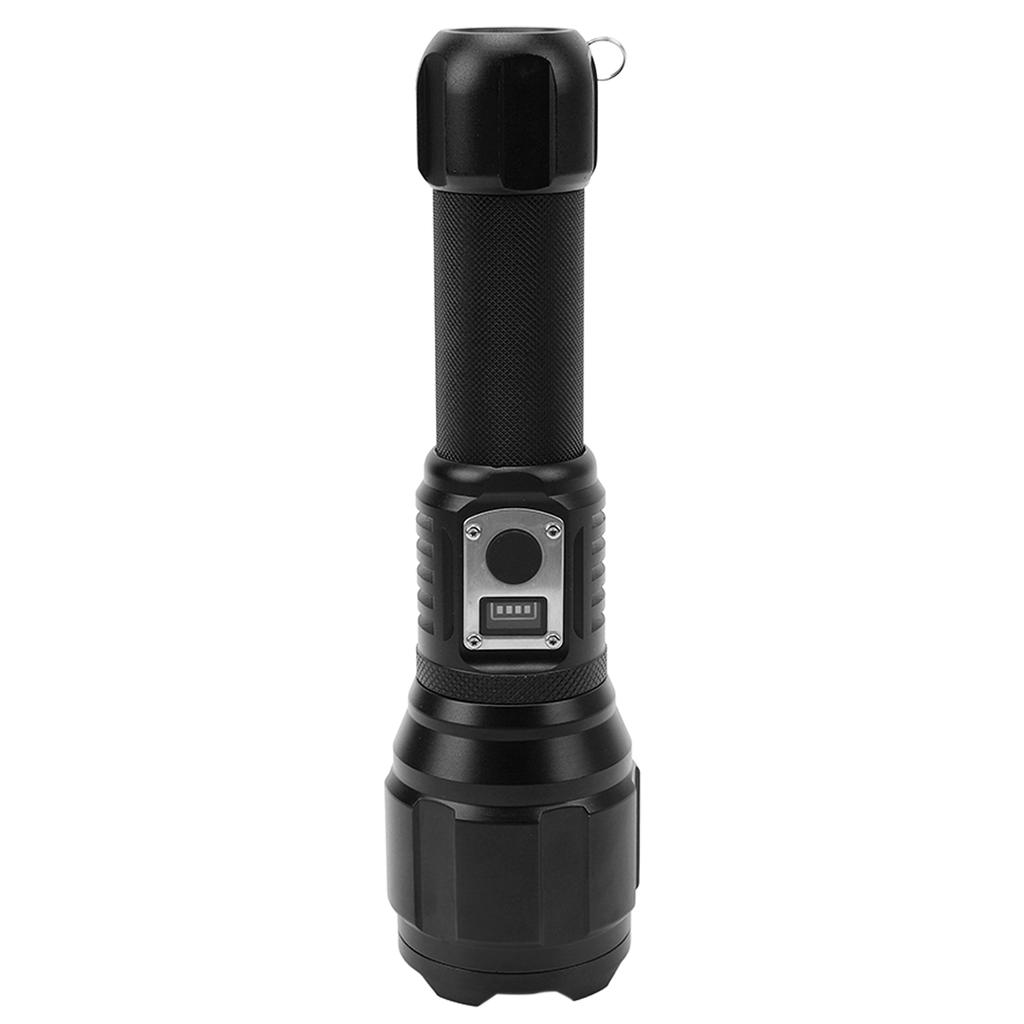 Super Bright Flashlight with Electronic Display Screen Waterproof Type C Charged Zoomable LED Flashlight for Camping Short