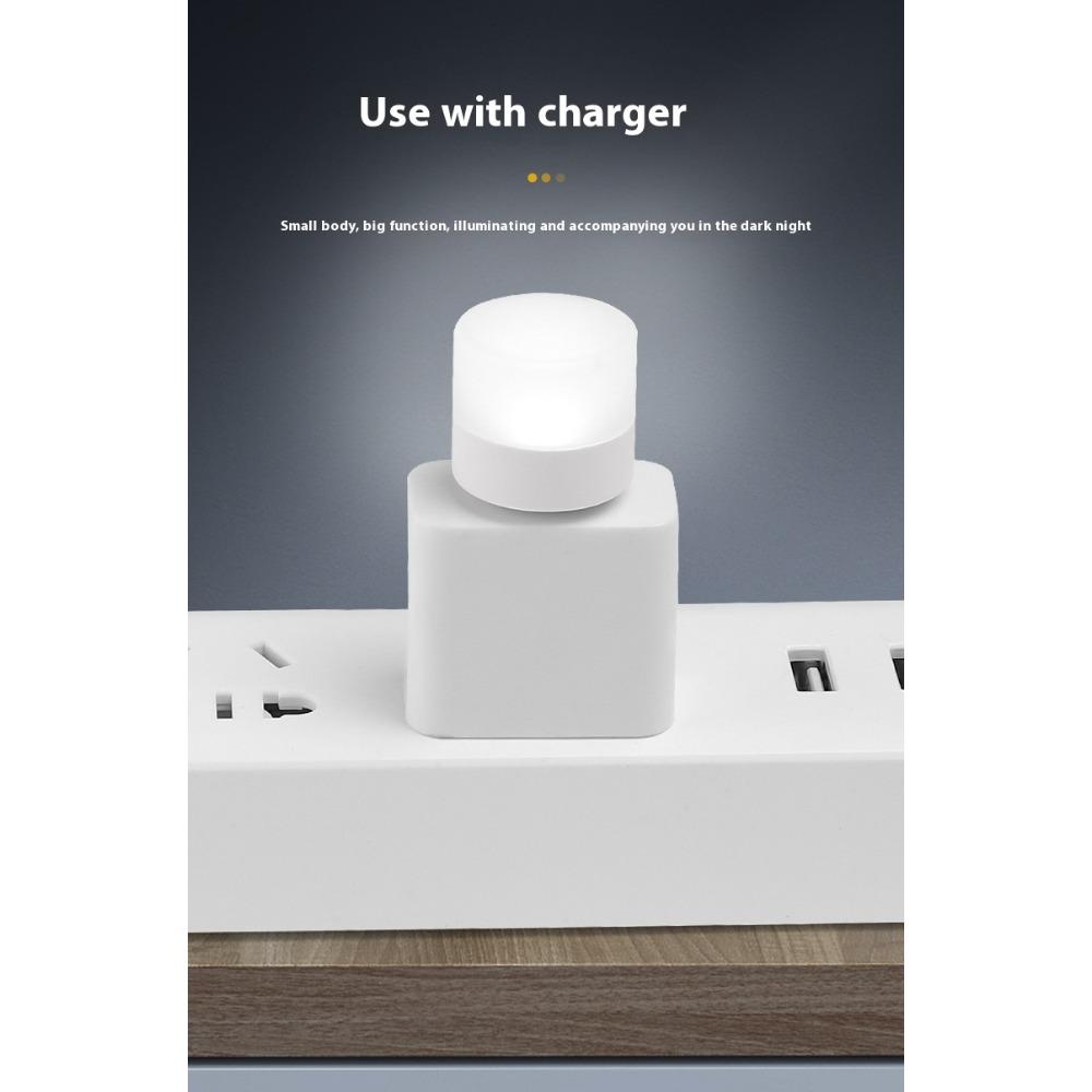 USB Night Light Mini LED Night Light USB Plug Lamp Power Bank Charging USB Book Lights Small Round Reading Eye Protection Lamps