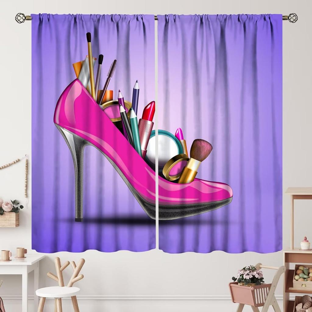 Unique 3D Printing Jewelry Falling Curtains Diamonds Black Backdrop Curtain with Rod Pocket for Bedroom Living Room Kitchen Home