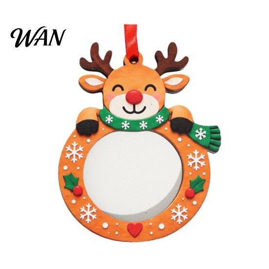 Handcrafted Holiday Photo Frames Christmas Frame Pendant with Hanging Rope, Personalized Wooden Picture for Tree Decoration, Cute Commemorative Holder