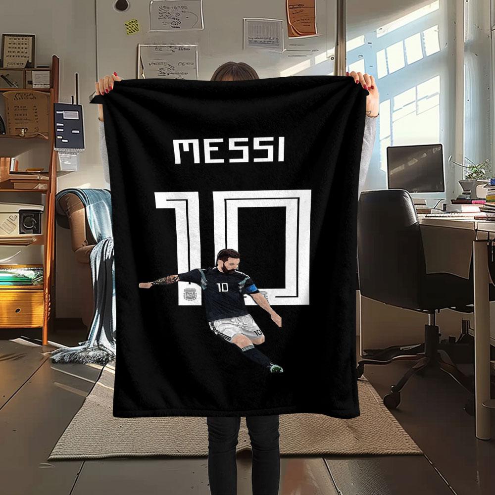 1PC Messi Patterned Flannel Blanket Suitable For All Seasons for Home Decor Warmth and Comfort Gifts Holiday Present
