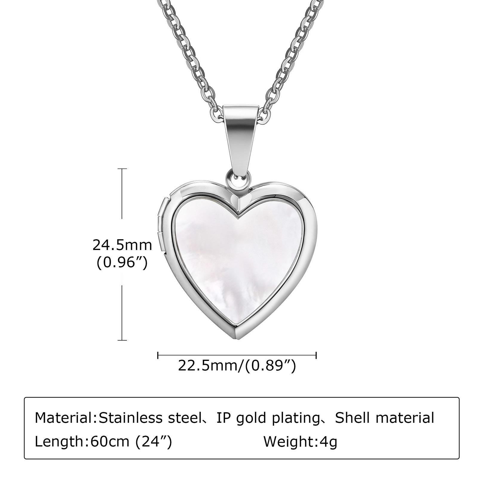 

Women s Dainty Locket Heart Pendant Necklaces, Openable Shell Pendants, Gold Color Stainless Steel Shell Photo Frame Necklace