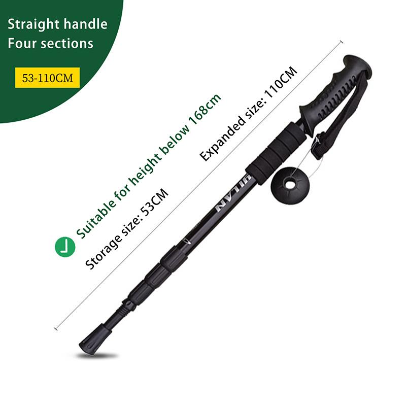 

4-секционная трекинговая палка из алюминиевого сплава с прямой рукояткой, для активного отдыха, ходьбы, пешего туризма, телескопическая, для кемпинга, альпинизма, треккинга