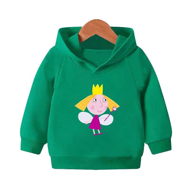 Ben and Holly Kingdom Cartoon Kids Hooded Hoodies Cute Girls Clothes Children Sweatshirts Autumn Baby Pullover Tops