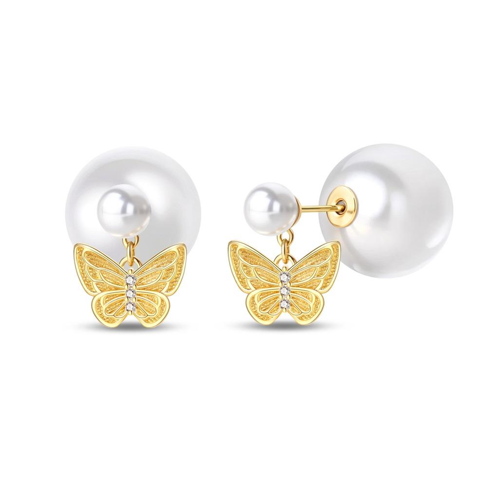 Pearl Sweet Gold-colored Earrings for Women Girls Trendy Fashion Jewelry High Quality Dainty Elegant Gift