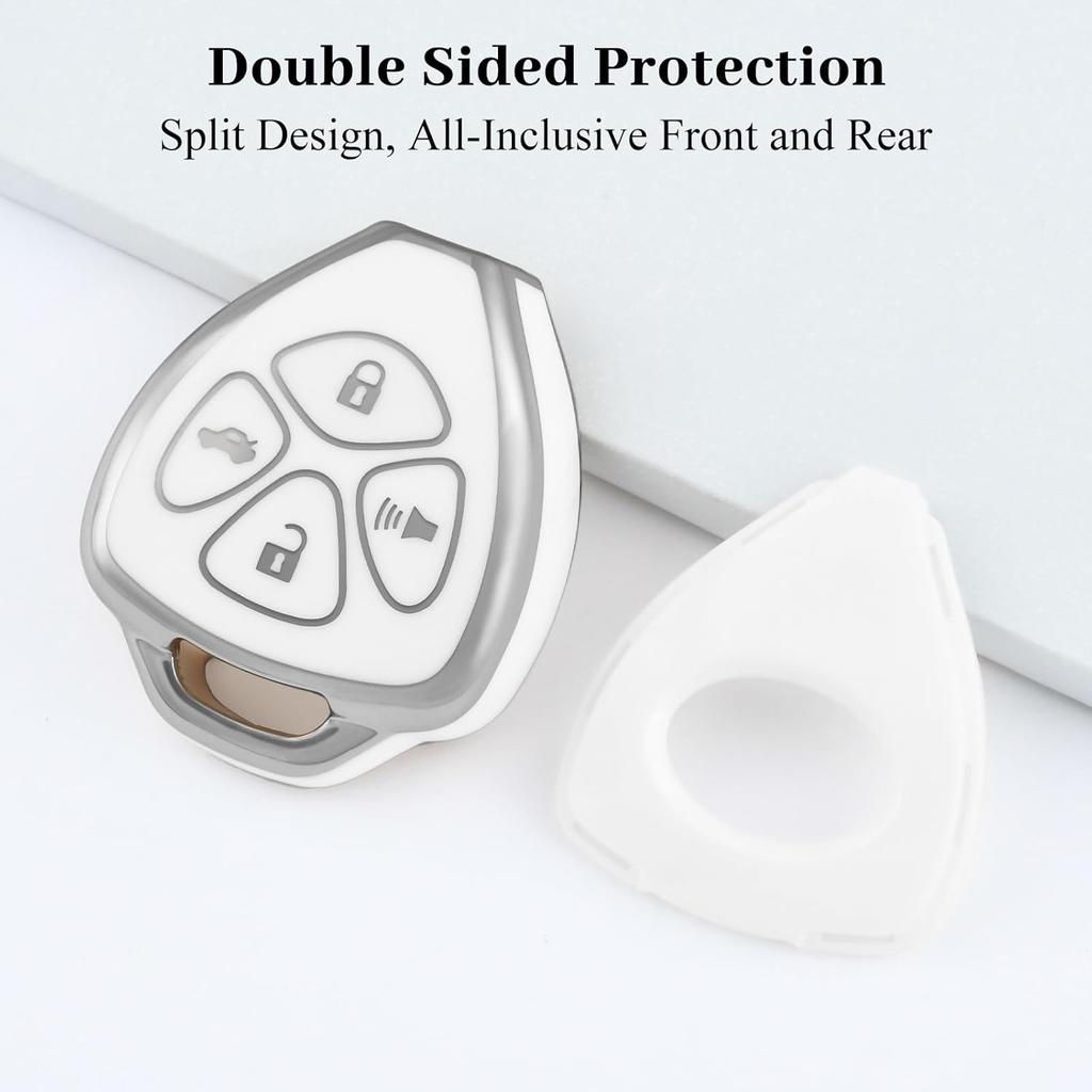For Toyota Key Fob Cover, Soft TPU Protection Key Case Fit for Toyota Corolla 2008-2013/ Camry 2007-2011/ Venza 2009-2016 4 Buttons Smart Remote Car