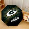 Green Bay Packers Print Auto 8?Ribs Folding Umbrella Wind Resistant Lightweight Automatic Umbrella For Daily Travel