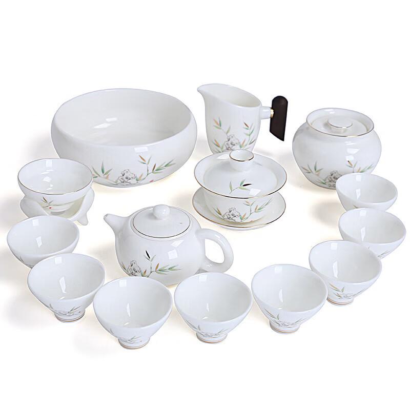 Chaxun 17-Piece Mutton-Fat Jade Porcelain Tea Set