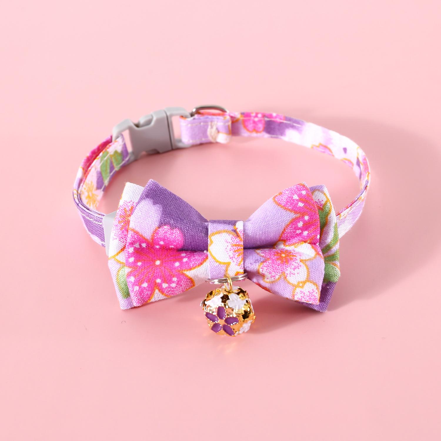 

Classic Breakaway Cat Collar with Bell & Detachable Bow- Flower Adjustable Kitten Bow Tie for Girl Male Cats Puppy Collar Accessories