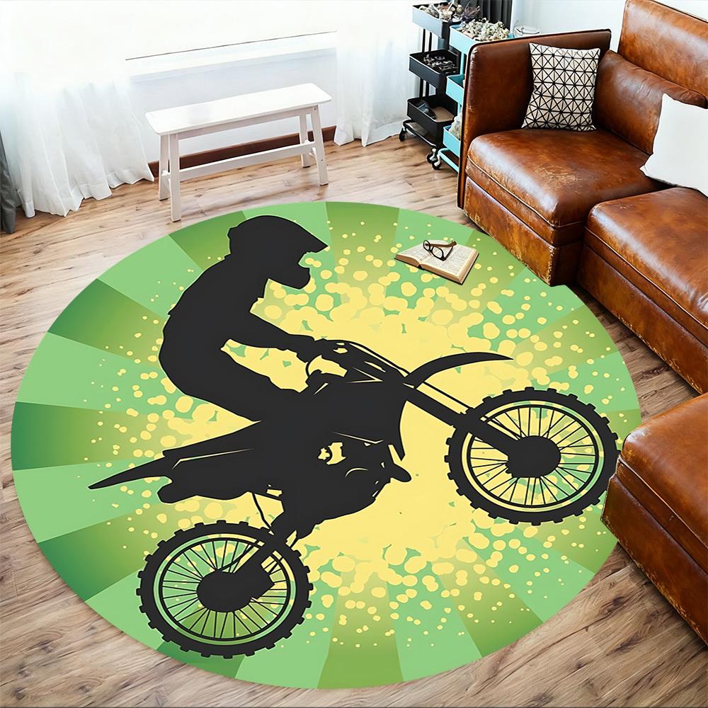 1pc motorcycle dirt bike Round Chair mat Area Rug - Non-Slip, Floor Mat for Office, Bedroom, and Indoor Decor c1125269