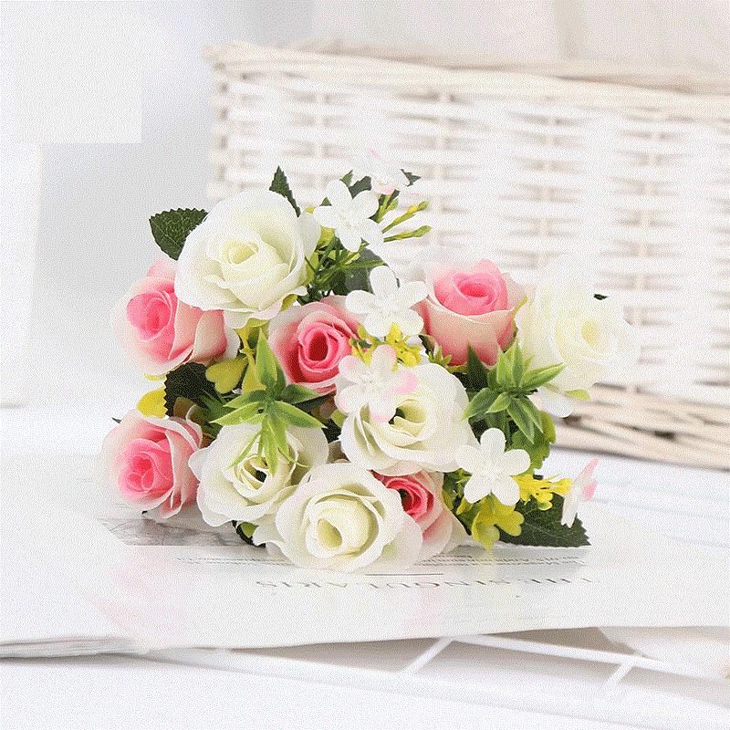 1 Mazzo di Rose Simulate Fiori Artificiali Mazzo Accessorio per Fotografia per Bouquet da Sposa Decorazione per la Casa Accessori per Feste