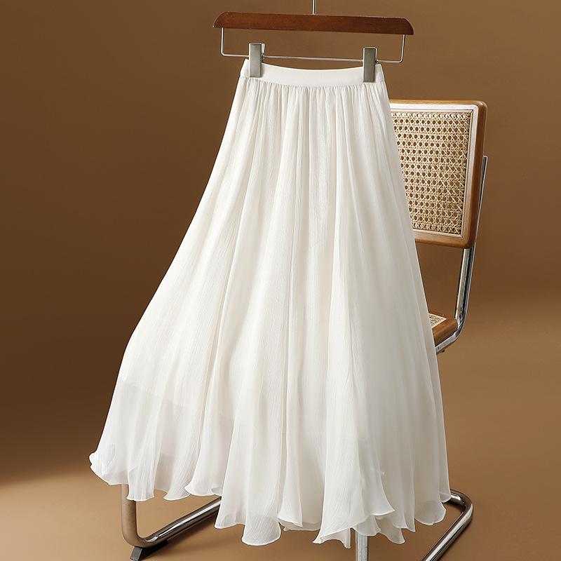 

2024 Summer Women s A-Line Fairy Skirt - Irregular Streamer Design, Mid-Length Extra Large абрикосовий