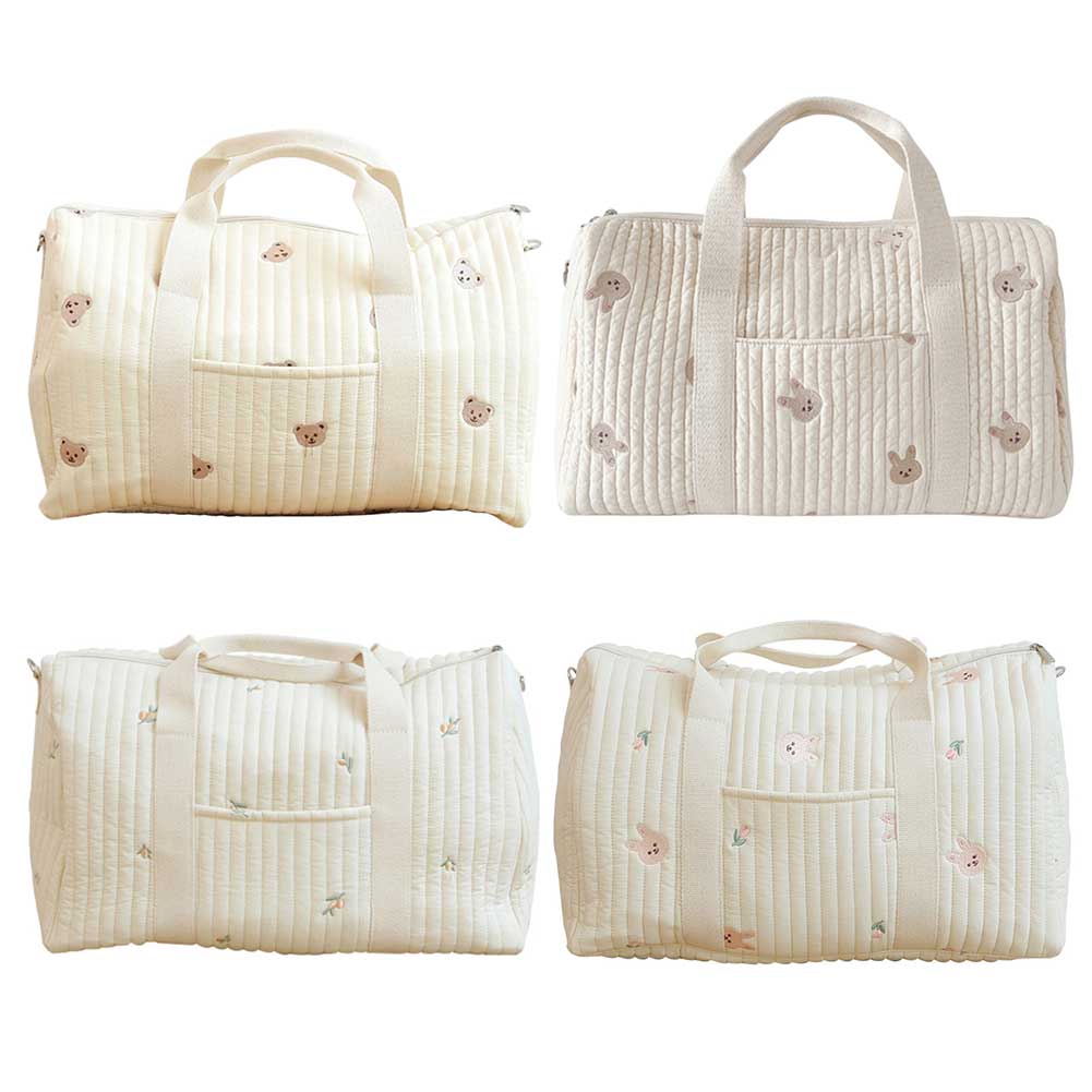 Baby Diaper Bag Embroidered Nappy Organizer Messenger Bag Cute Cartoon Shoulder Bag with Zipper Luggage Tote Bag for Travel