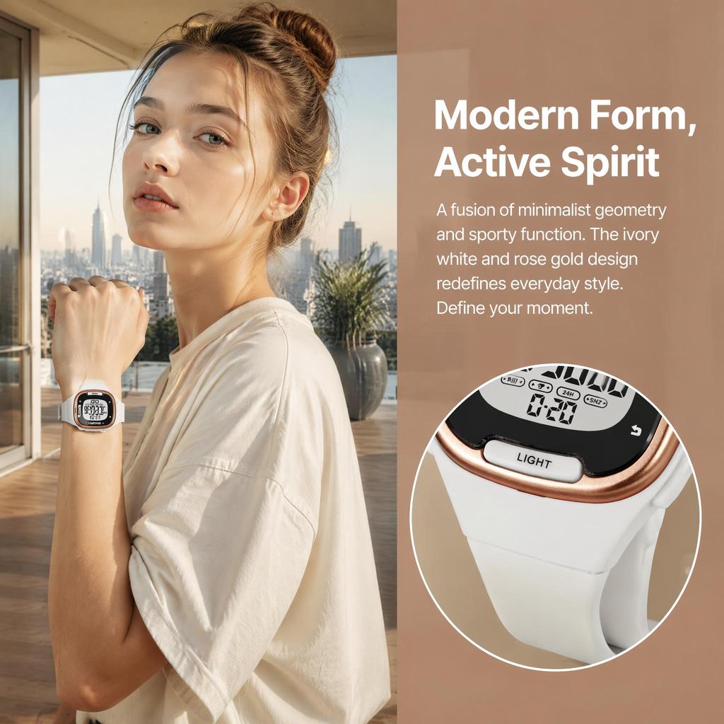 Unisex Digital Watch SKMEI Square Rose Gold Retro 1959