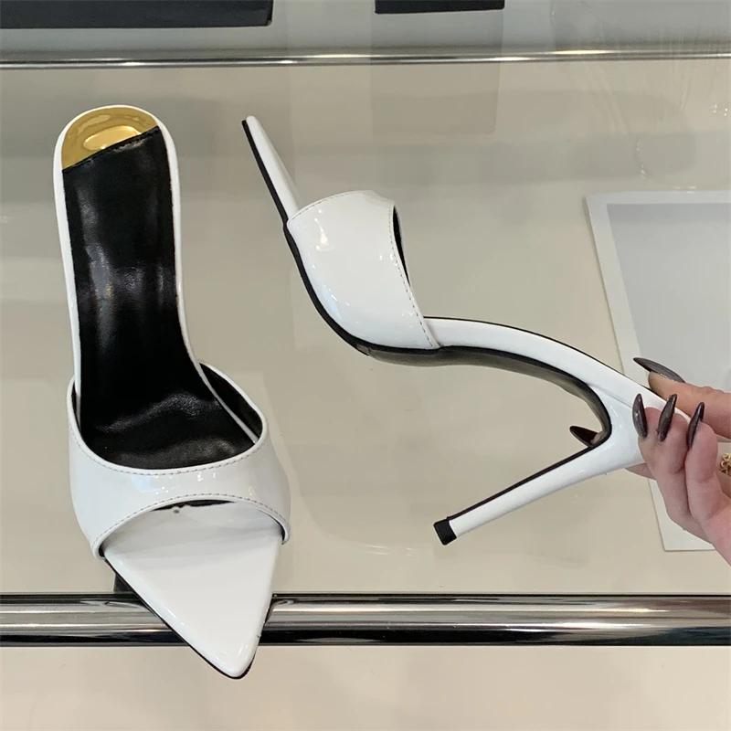 

Fashion Eilyken Summer Street Style Thin Heels Woman Slippers Sexy Pointed Toe Stripper Wedding Slides Ladies Shoes Zapatos De Mujer 35