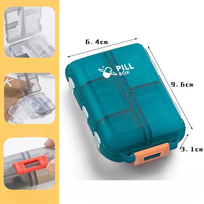 Doppelschichtige kleine Medikamentenbox Portionierungsbox, Tragbare Medikamentenbox Transparent 10-Fächer Reise-Pillenbox Aufbewahrungsbox
