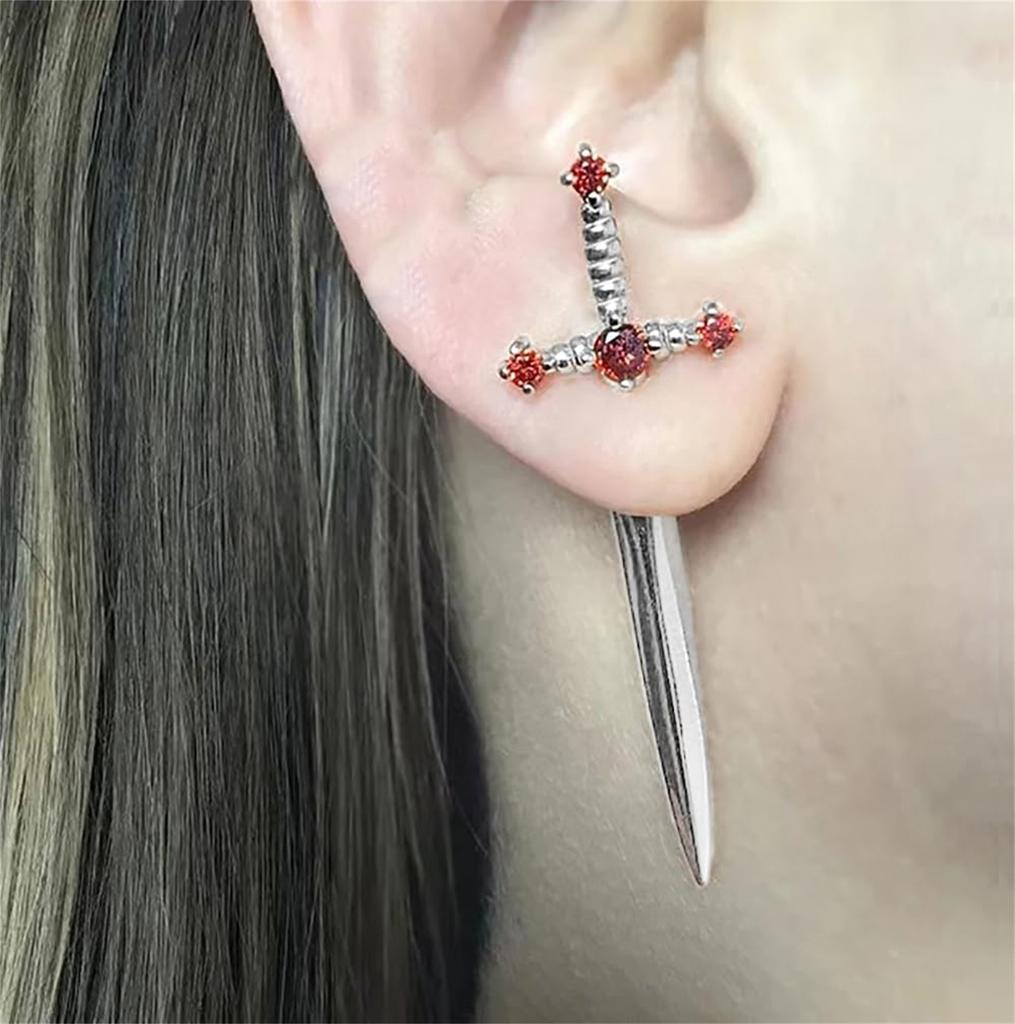 Lady's Earring Vintage Crystal Diamond Dagger Earrings