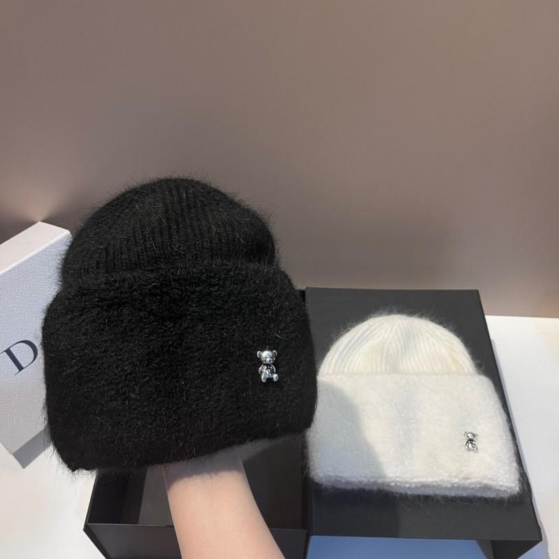 Russian Rabbit Fleece Thick Oversized Knit Hat Winter Warm Earflap Bear Beanie Headwrap