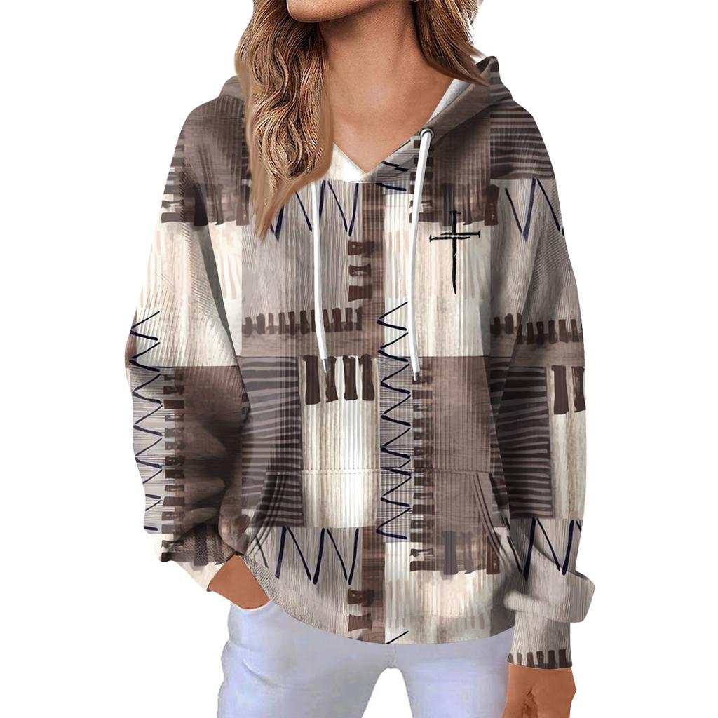 Women's Fashion Casual Long Sleeve Solid Color Hooded Sweatshirt Tops