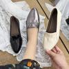 Comfortable Single Shoes Spring New Shallow Mouth Pointed Flat Shoes Thick Heel Style Grandma Shoes Soft Sole