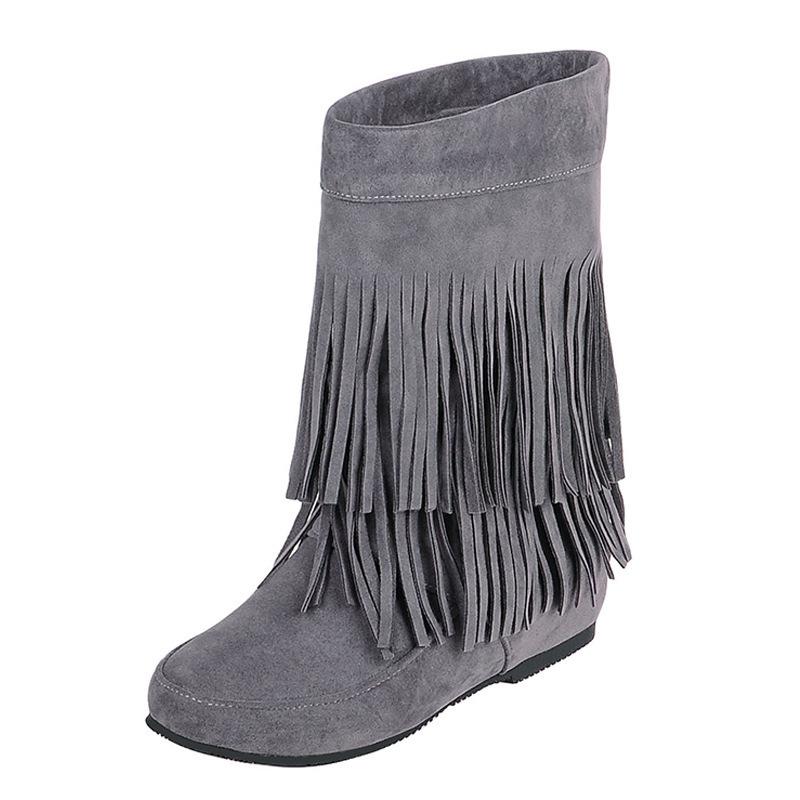 Fringed Boots, Extra Boots In Autumn and Winter, European and American Style Large Size Boots