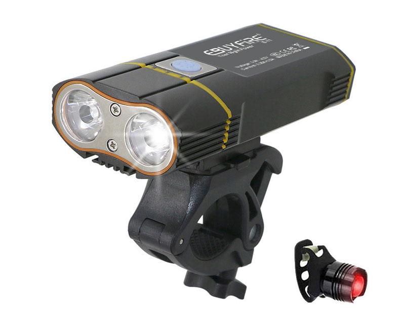 USB Rechargeable Handlebar Bike Lights 5000LM 2X T6 LED Cycling Lamp with Built