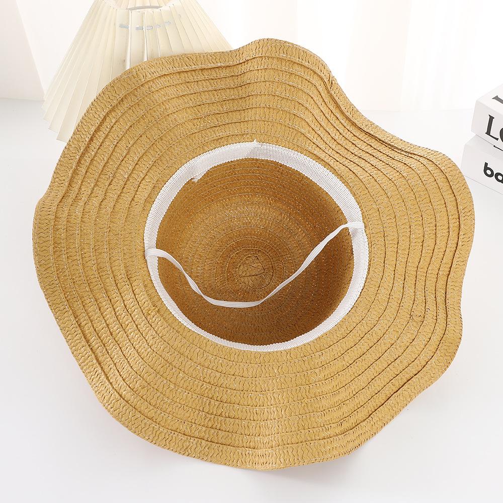 DIY light board straw hat summer outdoor shading wave sun hat mother's day gift handmade floral solid color hat embryo