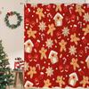 Pink Christmas Shower Curtain, Xmas Cartoon Cute Gingerbread Man House Snowflake Winter New Holiday Bathroom Curtain Waterproof