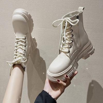 Skinny Boots Internet Celebrity Thick-soled Martin Boots Female Tide Ins2021 Autumn and Winter New British Style Short Boots Large Size Boots