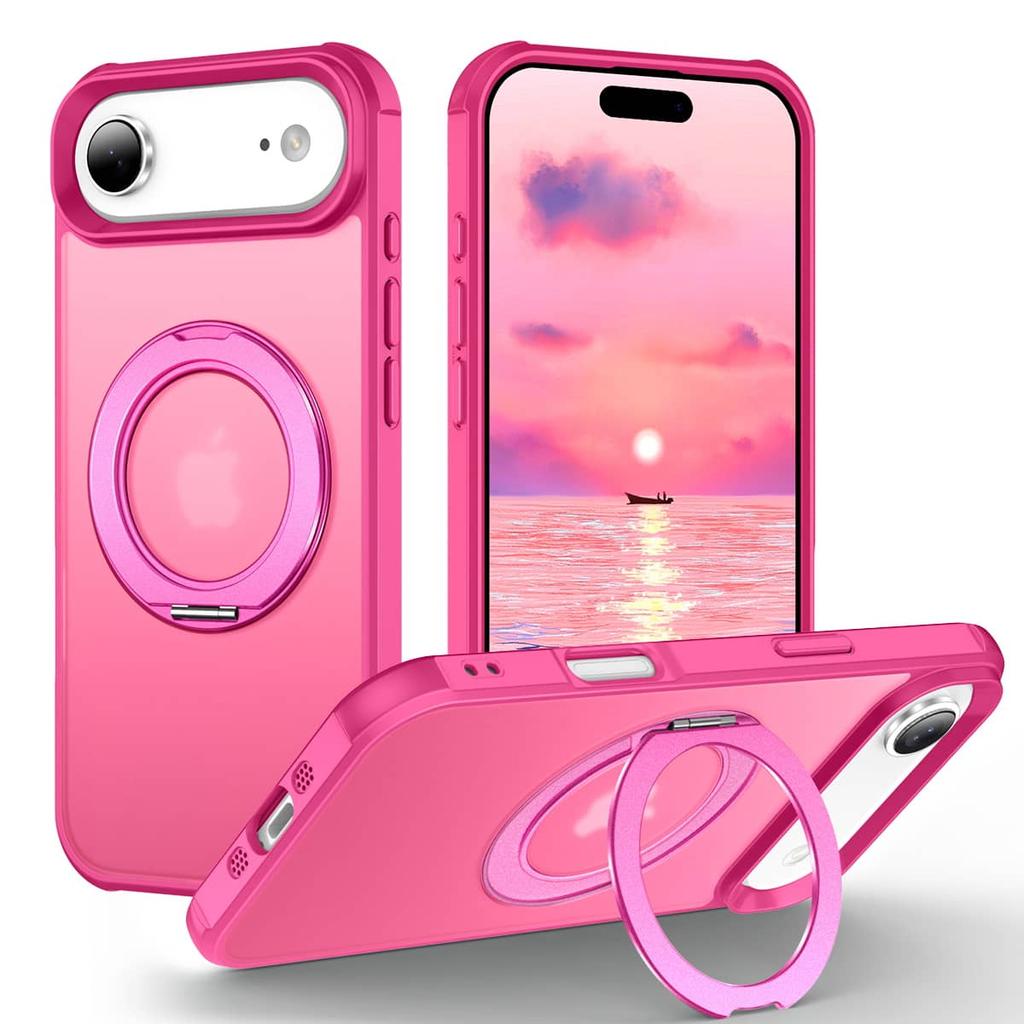 For iPhone 17 Pro Max/17 Air/17 Pro Case, 360° Magnetic Swivel Ring Holder with Metal Stand, Shockproof Anti-Vibration Cover