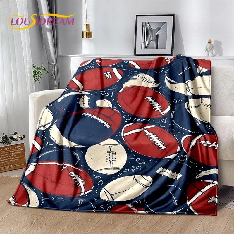 Cartoon 2025 Rugby Field Rugby American Football Soft Blanket,Soft Throw Blanket for Home Bedroom Bed Sofa Travel Cover Child